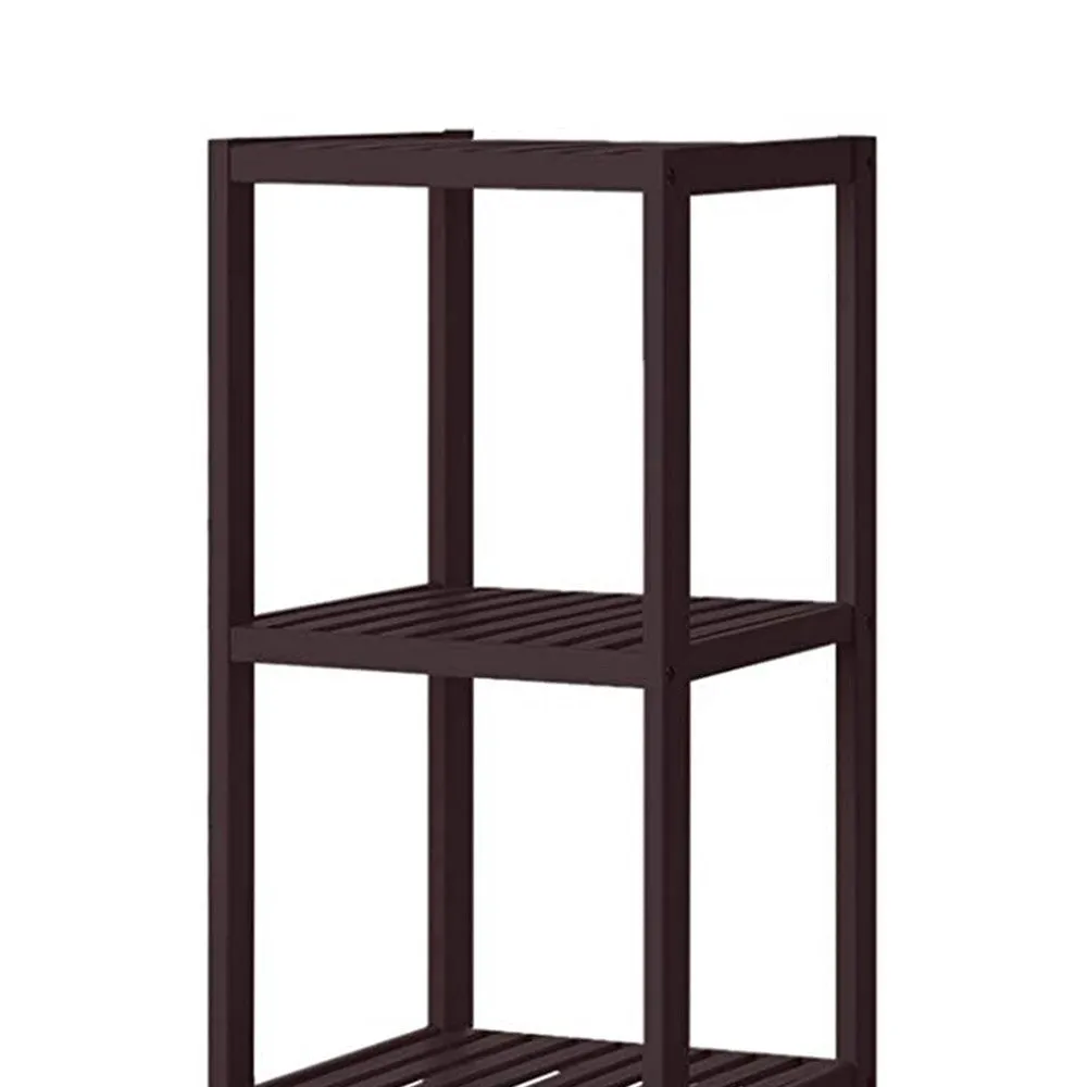 57 Inch Multifunctional Storage Rack Shelves, 5 Tier, Bamboo, Dark Brown By Casagear Home