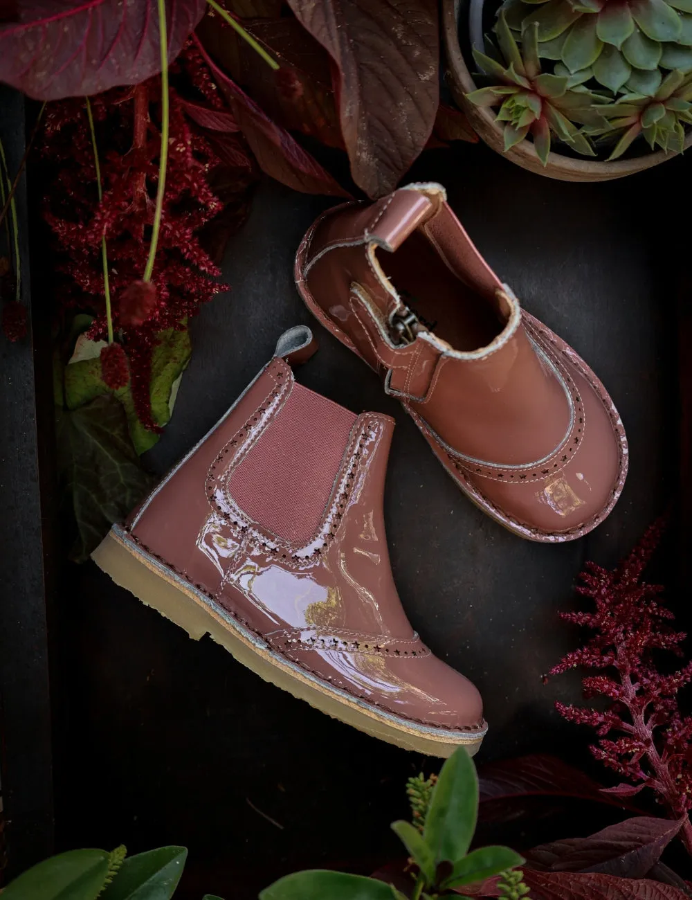 Ankle Boot Stars - Rose Clay Patent