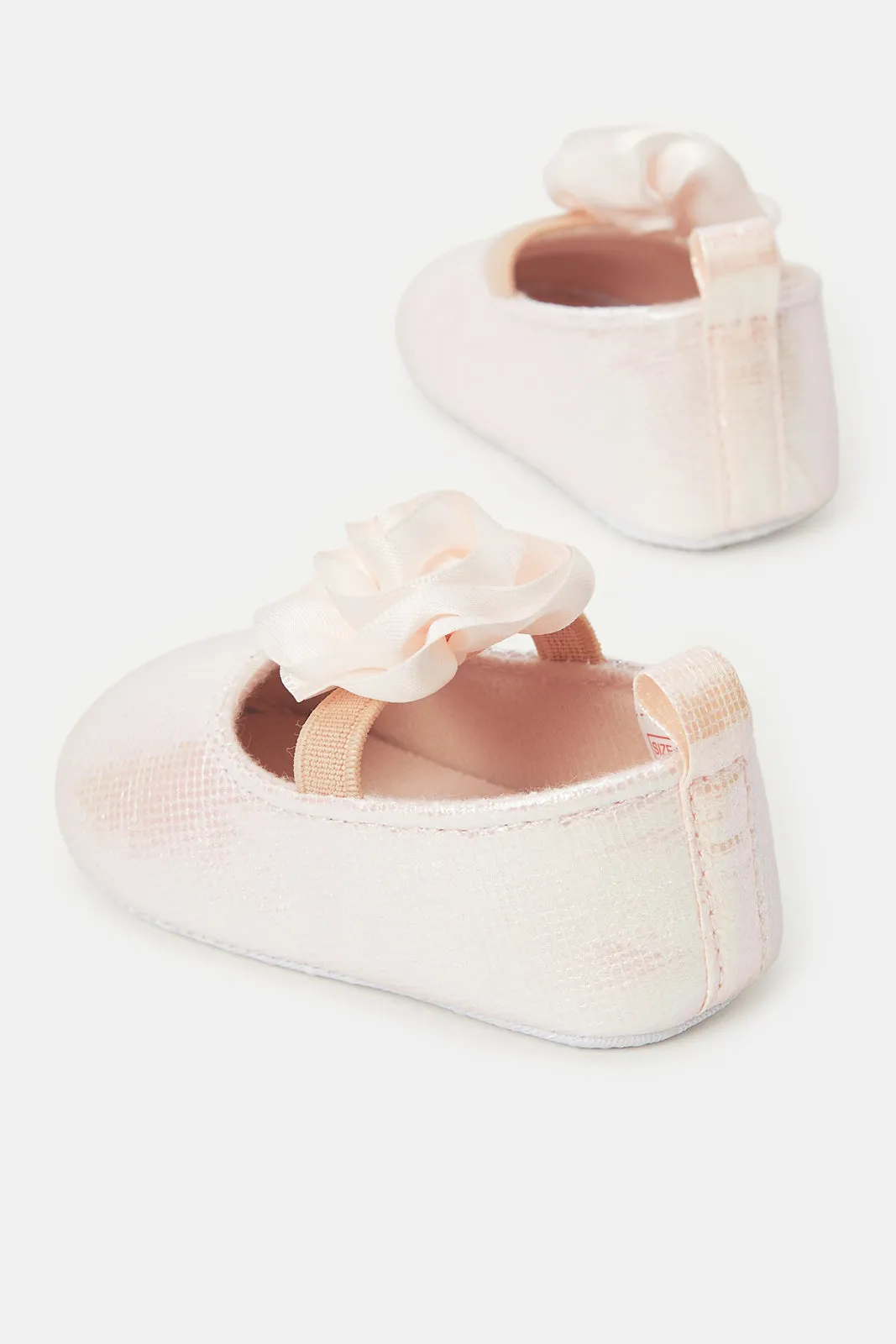 Babies Pink Floral Pram Shoes