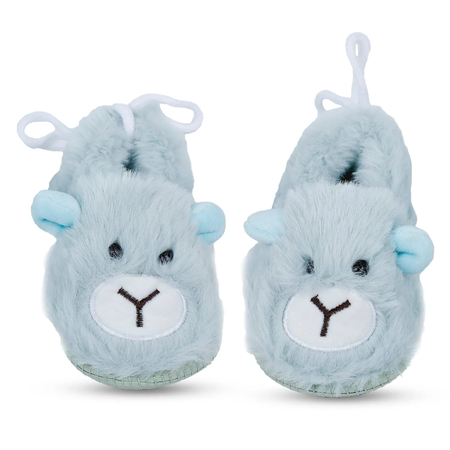 Baby Moo Furry Bear Warm And Cozy Anti Skid Booties - Turquoise