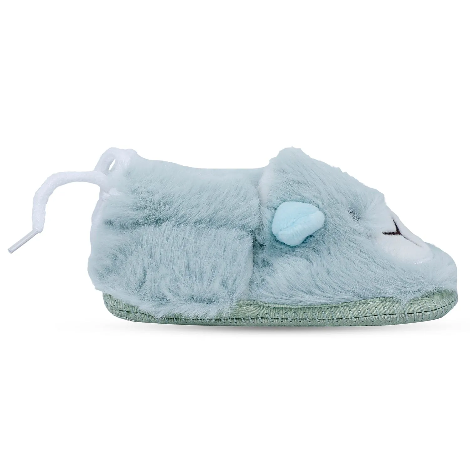 Baby Moo Furry Bear Warm And Cozy Anti Skid Booties - Turquoise