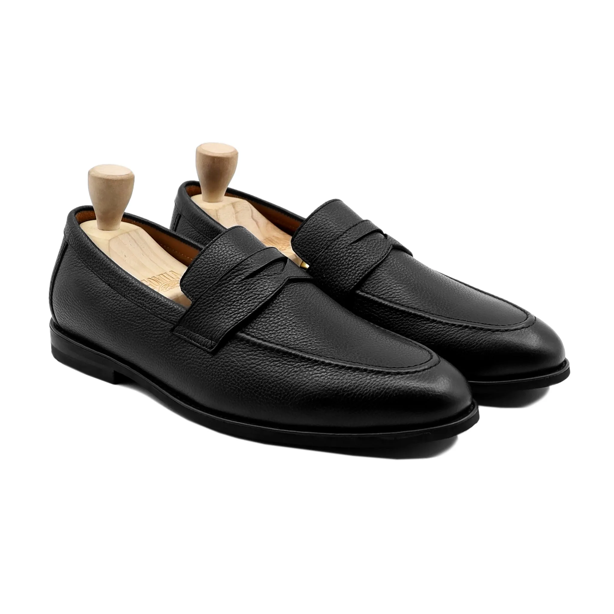 Barq - Men's Black Pebble Grain Leather Loafer