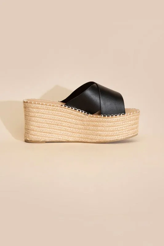 Beach Babe Raffia Platform slides