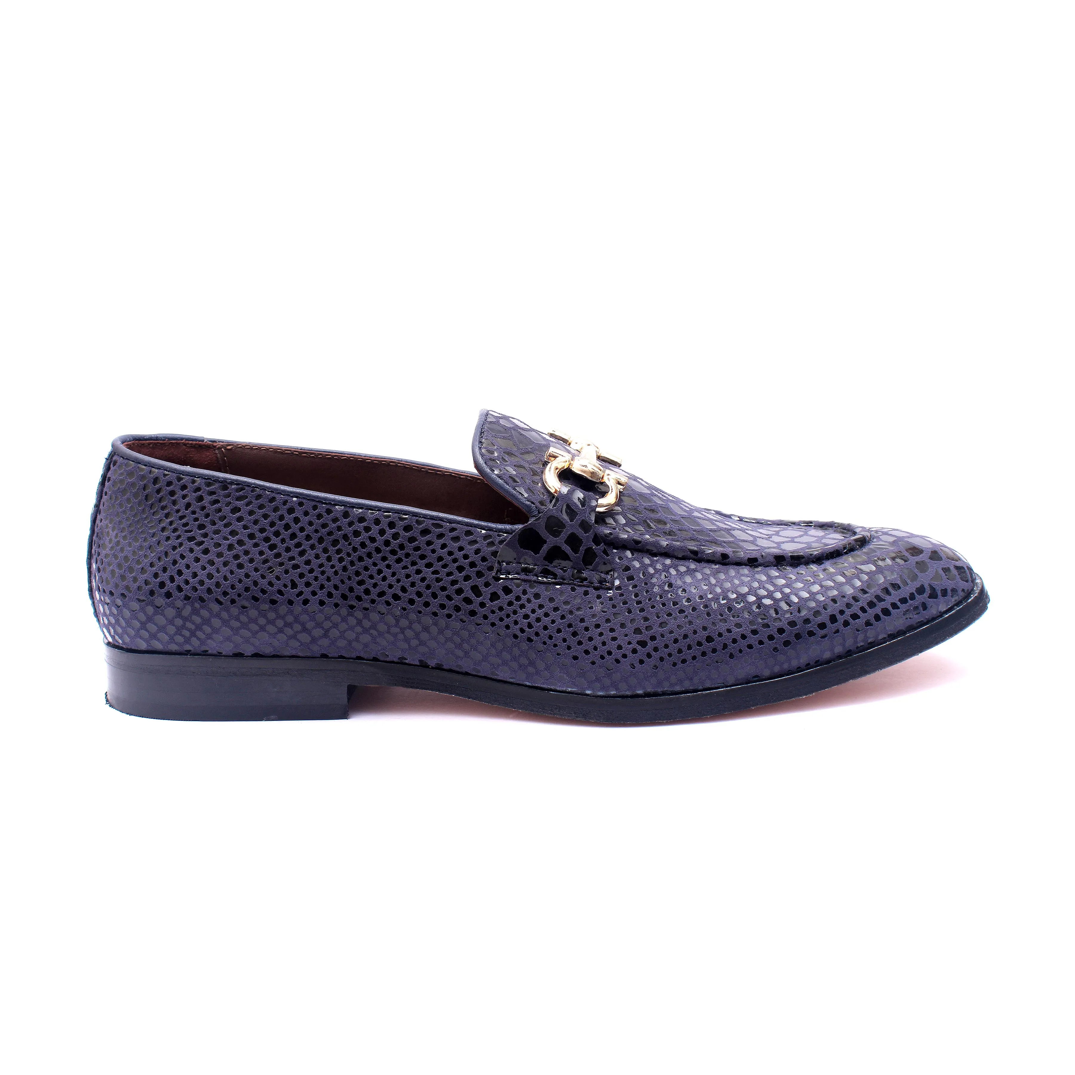 Blue Snake Print Loafers