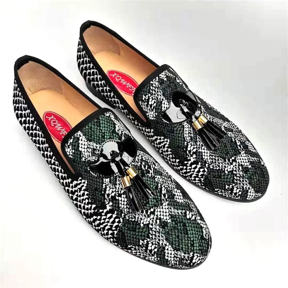 Breathable Genuine Leather Scale Patterned Loafers