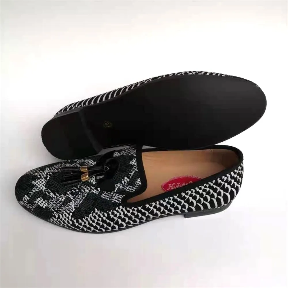 Breathable Genuine Leather Scale Patterned Loafers