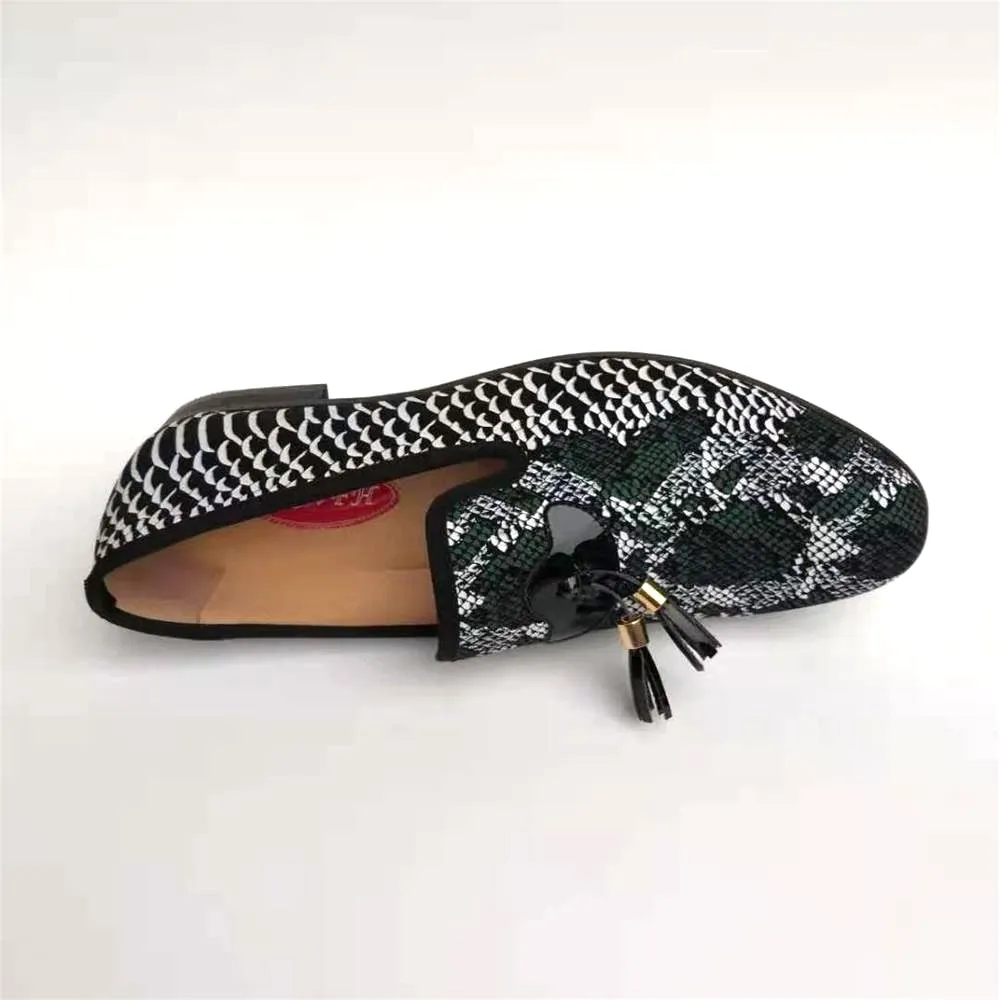 Breathable Genuine Leather Scale Patterned Loafers