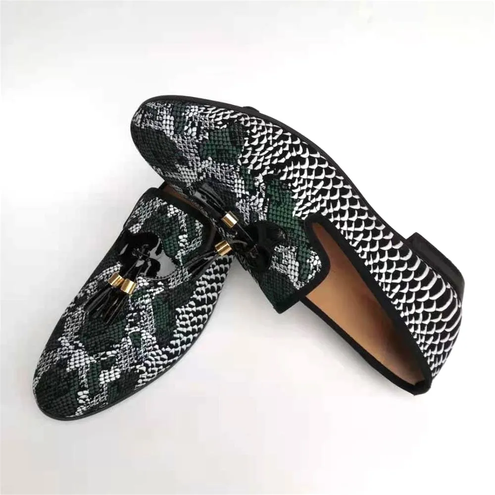 Breathable Genuine Leather Scale Patterned Loafers