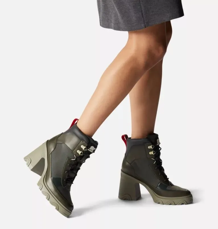 Brex Waterproof Lace Up Heeled Bootie | Dark Moss/Sage