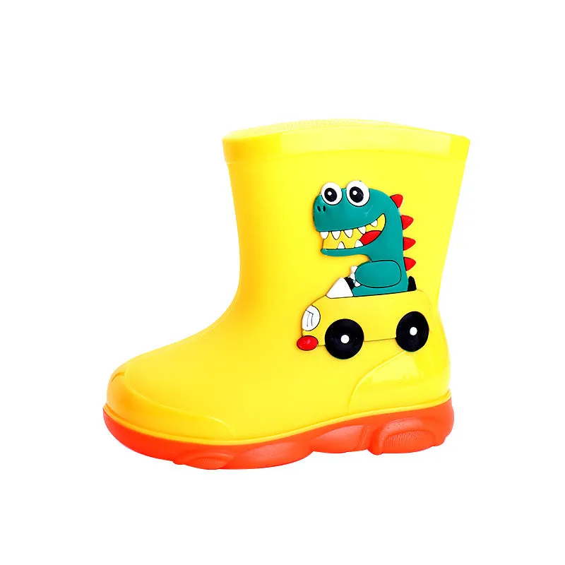 Children's rain boots, cute cartoon dinosaurs, water shoes for men, women, middle and large children, non-slip soft-soled rain boots