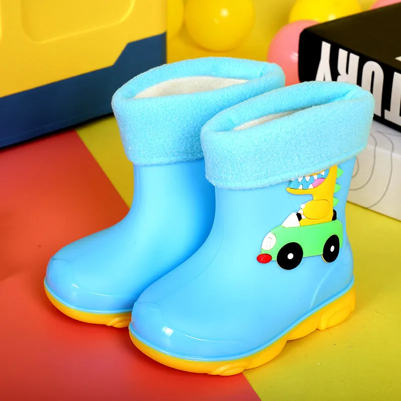 Children's rain boots, cute cartoon dinosaurs, water shoes for men, women, middle and large children, non-slip soft-soled rain boots