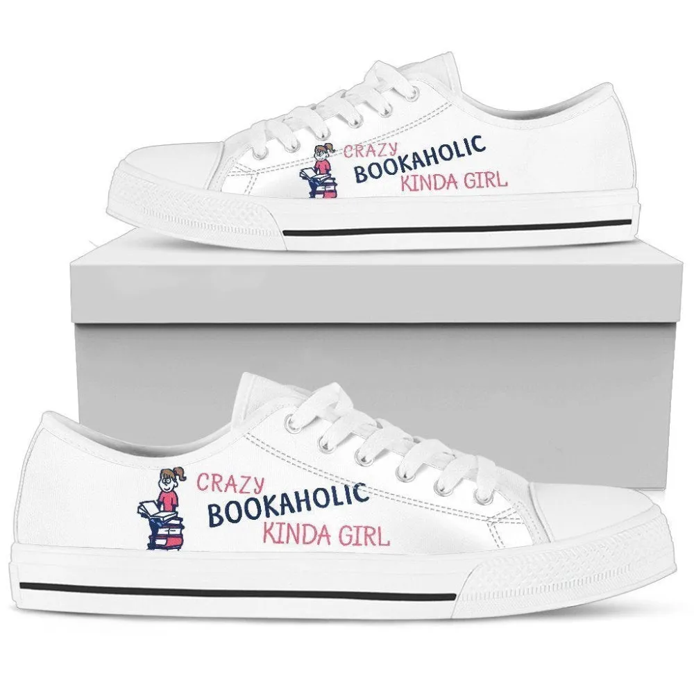 Crazy bookaholic kinda girl Women's Low Top Shoe, Canvas Shoes Design, Low Top Sneaker