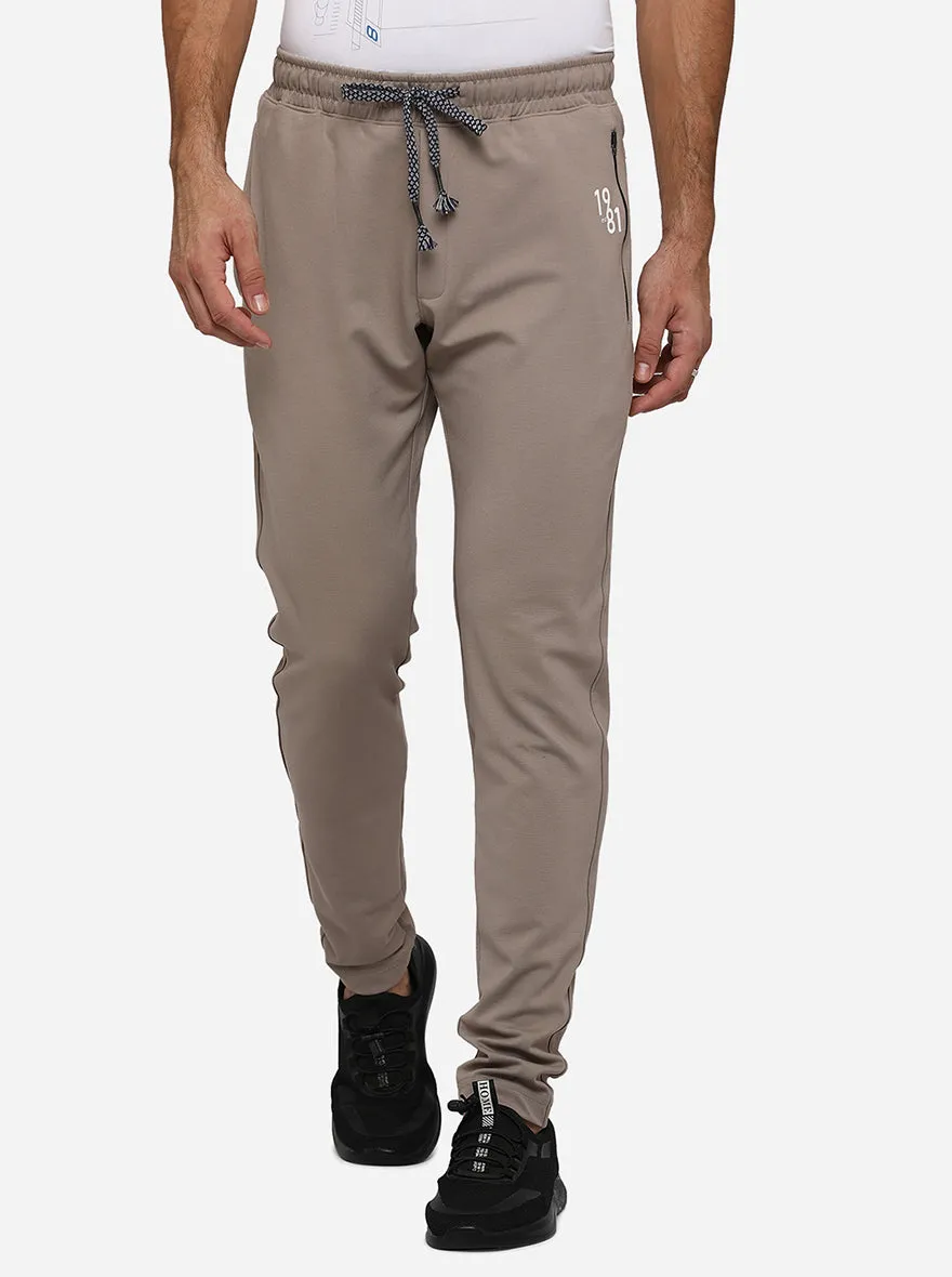 Dusty Purple Beige Solid Regular Fit Track Pant | JadeBlue