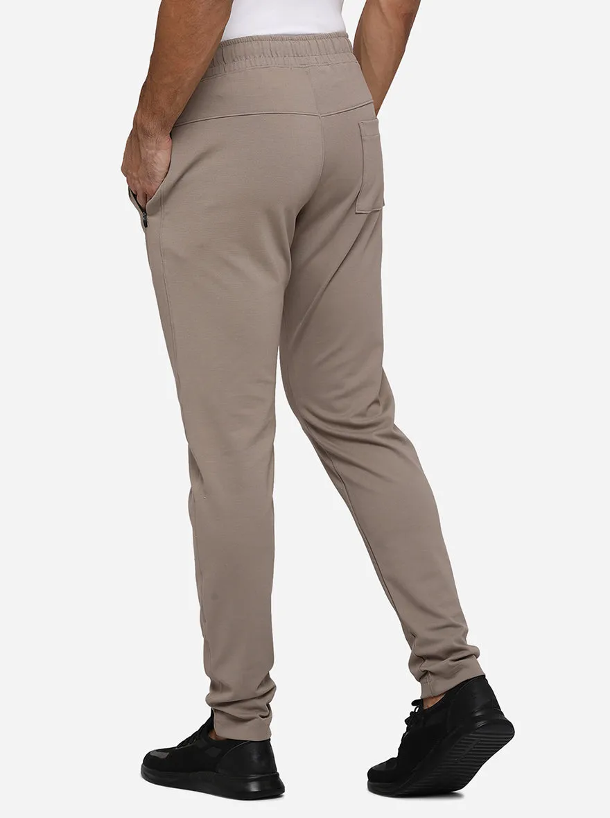 Dusty Purple Beige Solid Regular Fit Track Pant | JadeBlue