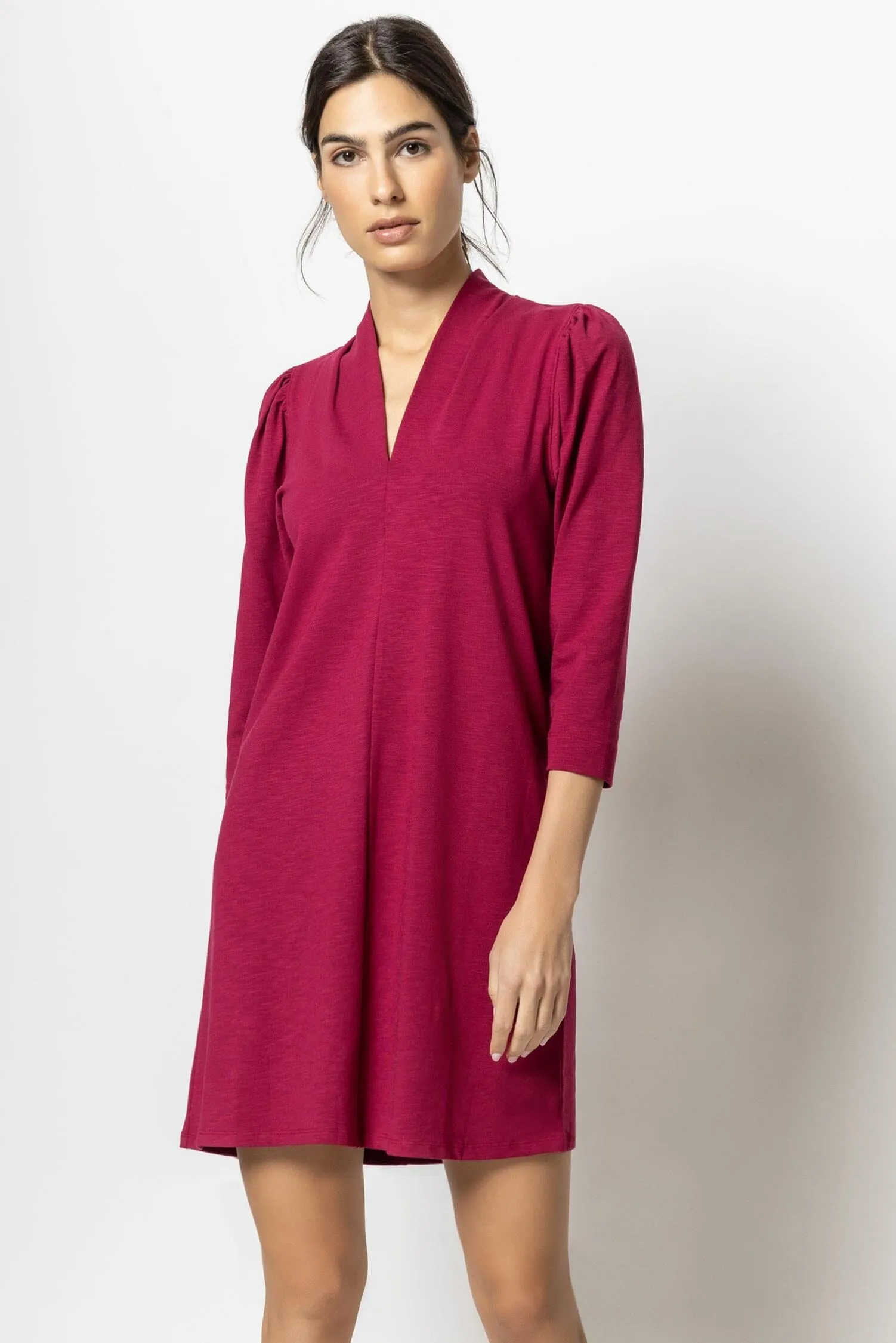 Full Sleeve Split Neck Dress