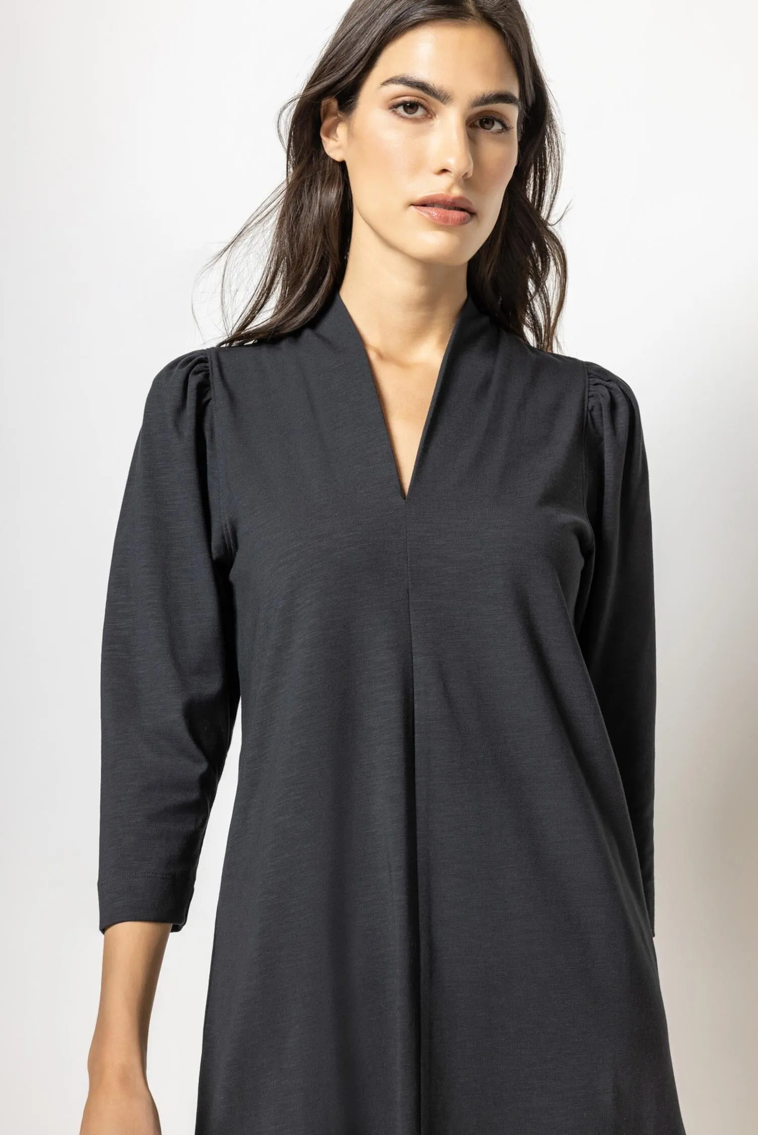 Full Sleeve Split Neck Dress