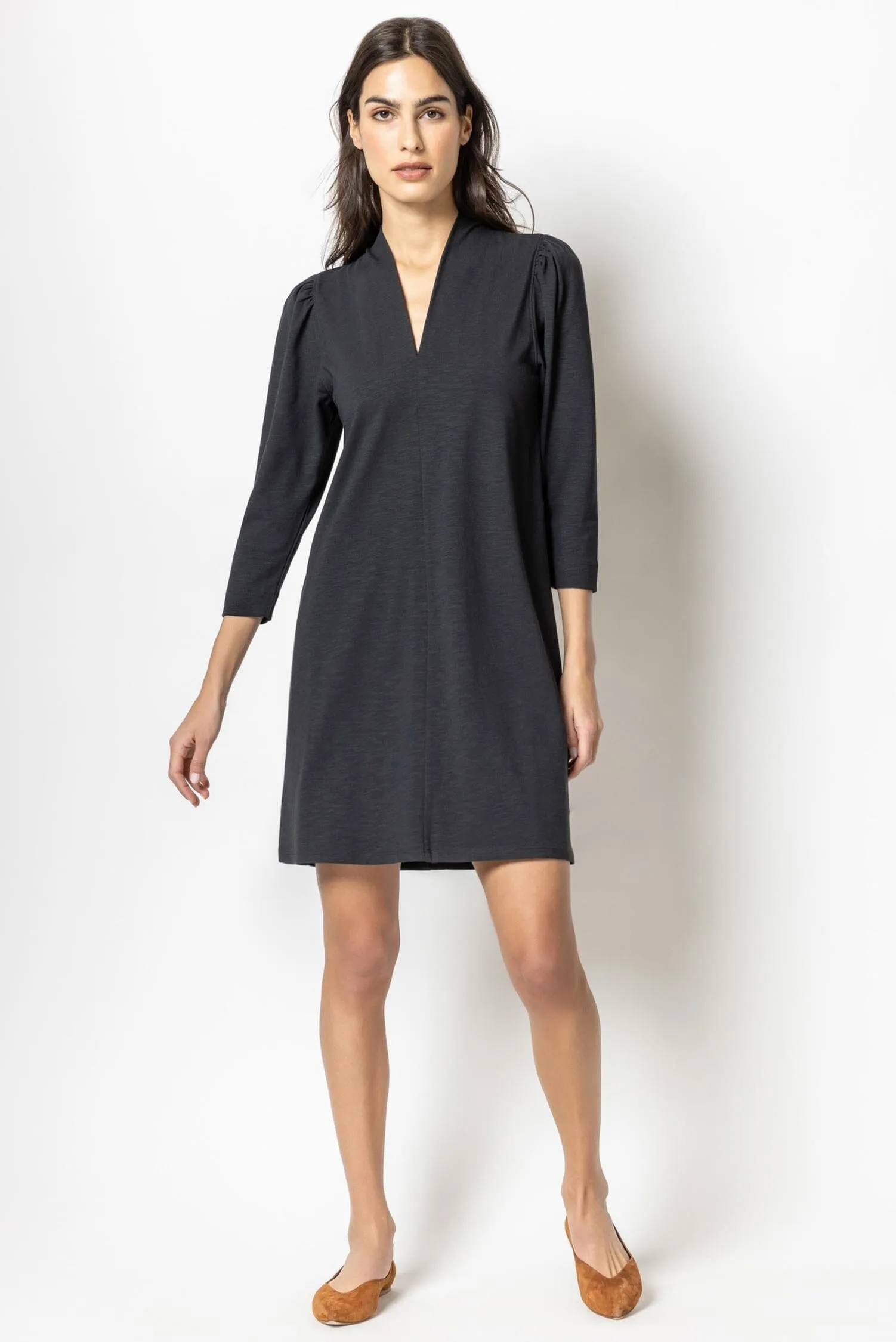 Full Sleeve Split Neck Dress