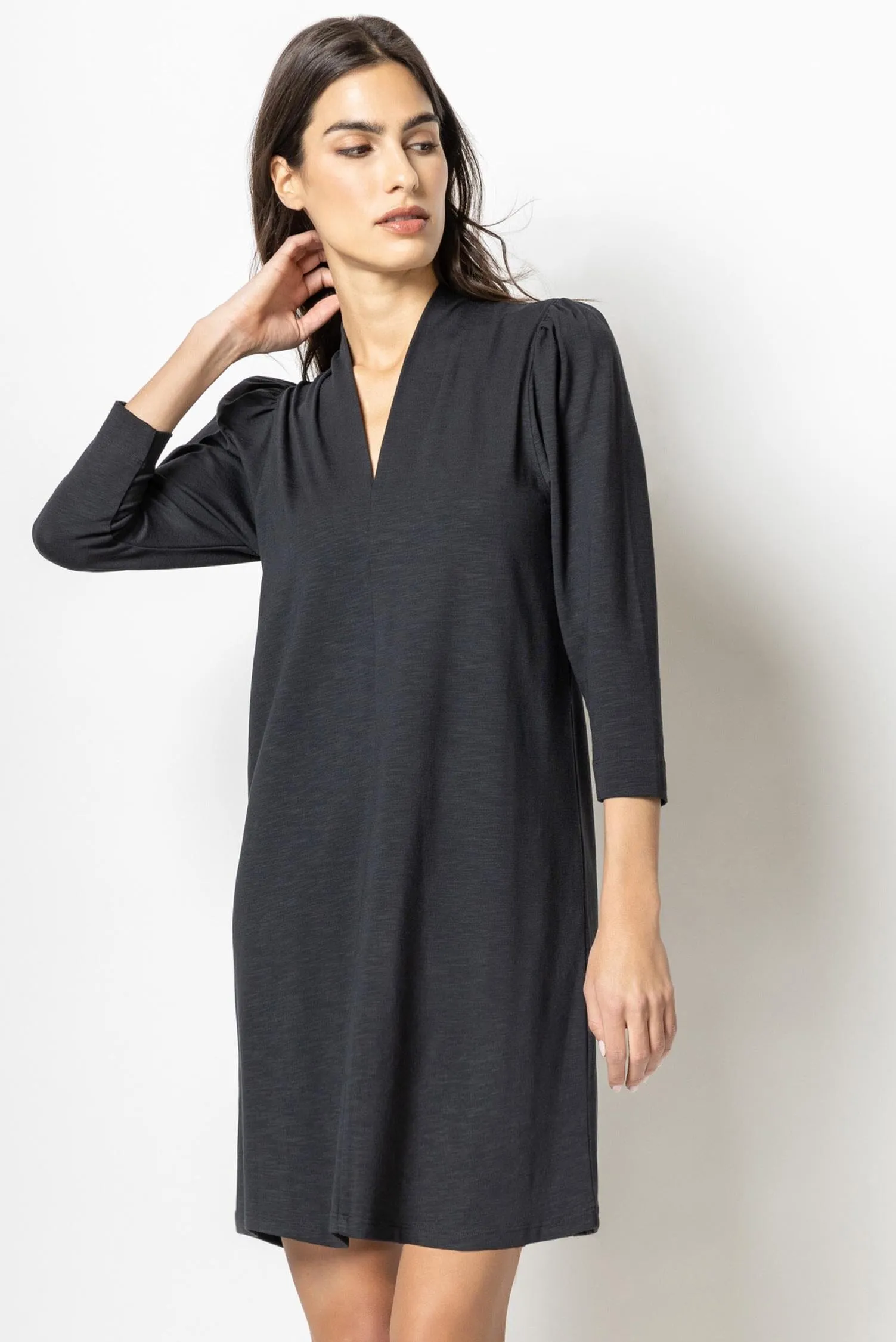 Full Sleeve Split Neck Dress