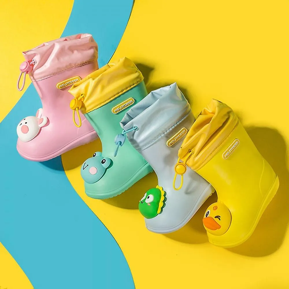 Green 140Children's Cartoon Pvc Rubber Waterproof Rain Boots Fashion Classic Baby Water Shoes Rabbit Frog Dolls Boys Girls