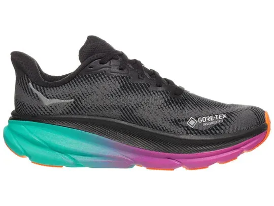 Hoka | Clifton 9 GTX | Women's | Black/Electric Aqua