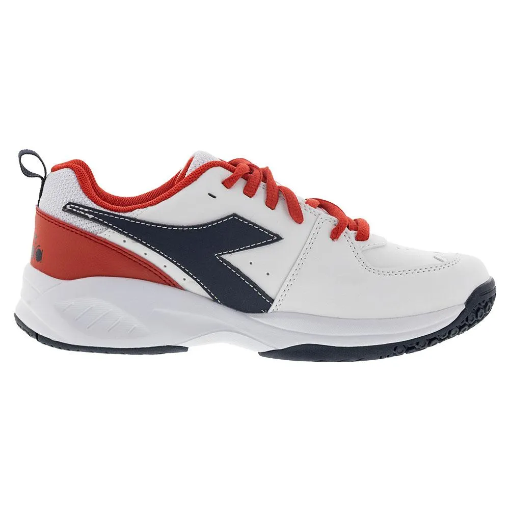 Junior`s S.Challenge 5 SL Tennis Shoes White and Blue Corsair