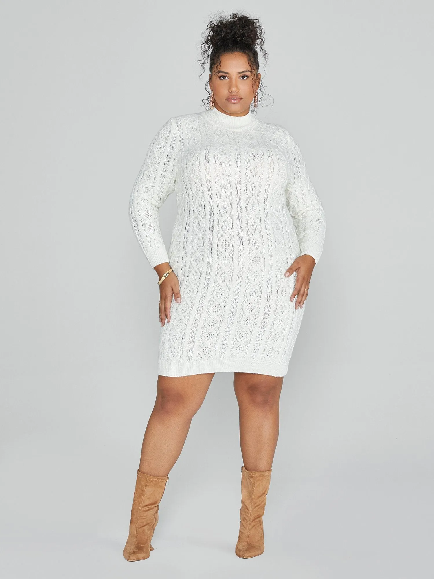 Kendra Cutout Cable Knit Sweater Dress