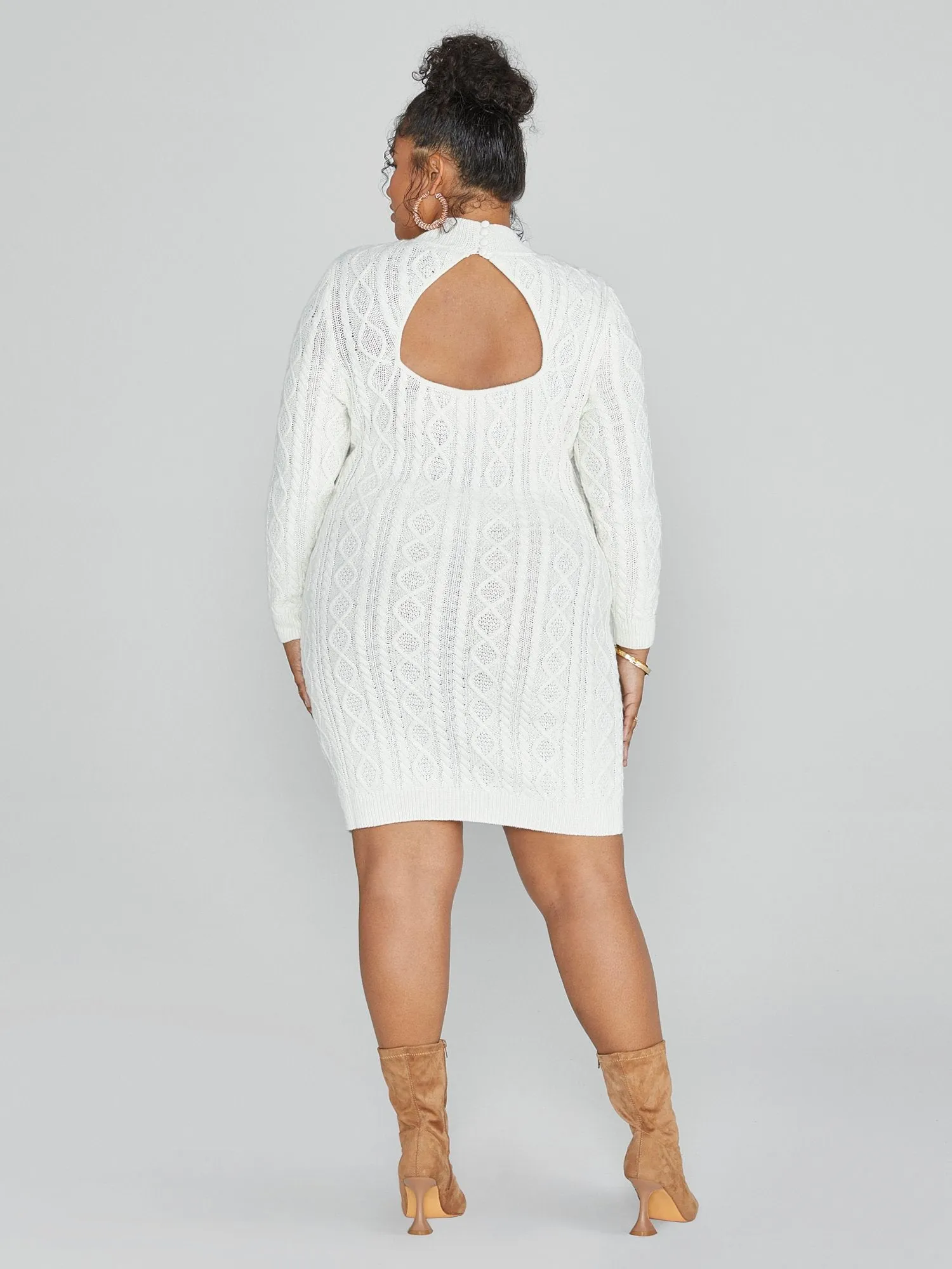 Kendra Cutout Cable Knit Sweater Dress