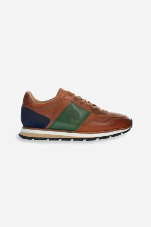 La Martina Men's Trainer in Leather | Tan/Green