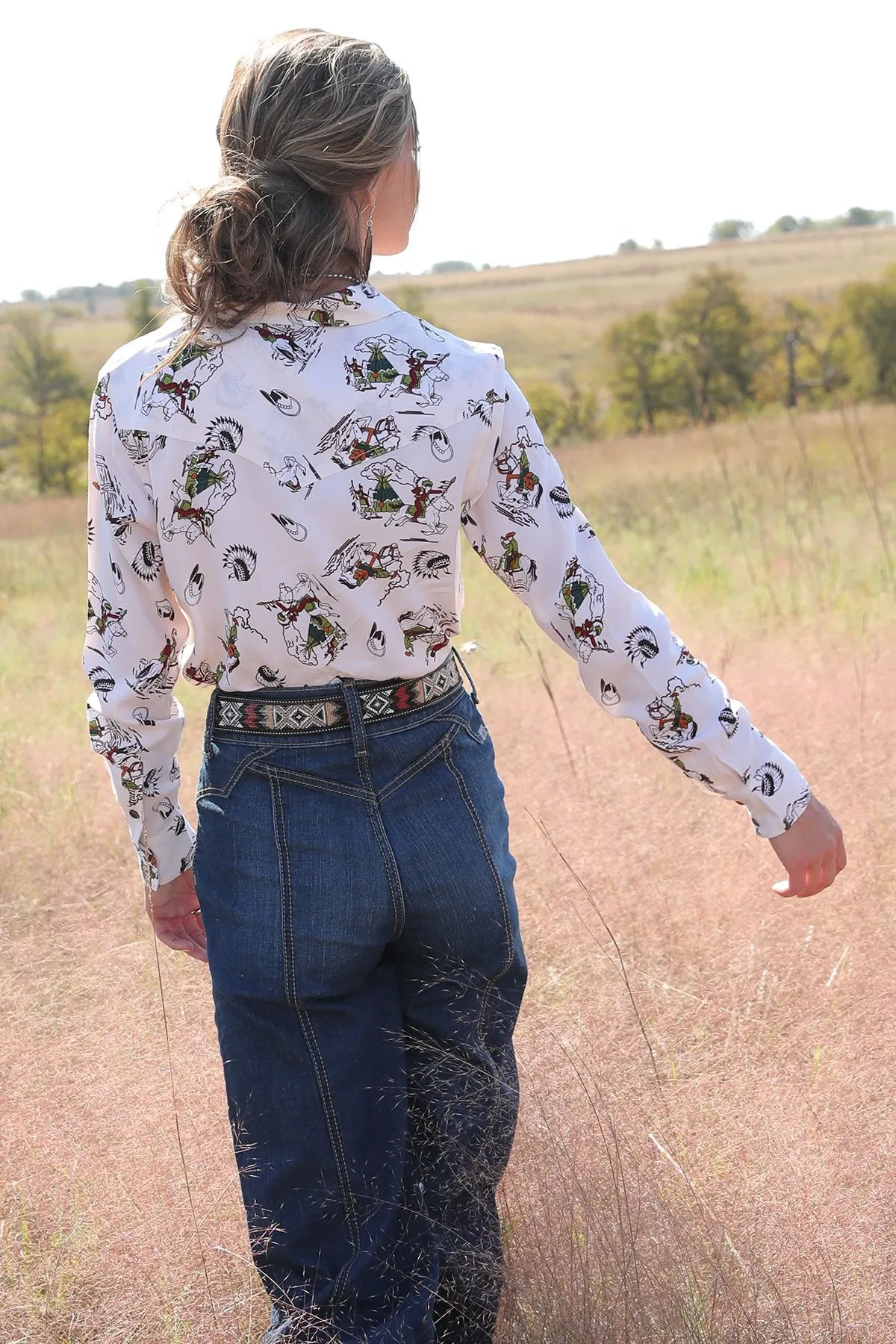 Ladies Cinch Button Down Cream Western Shirt - CTW7417001