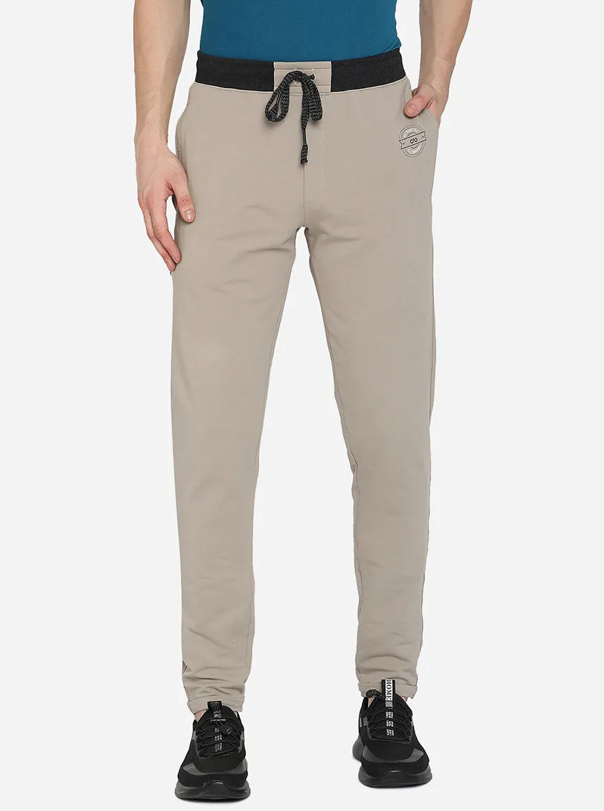 Light Beige Solid Regular Fit Track Pant | JadeBlue