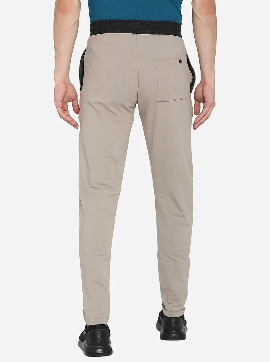 Light Beige Solid Regular Fit Track Pant | JadeBlue