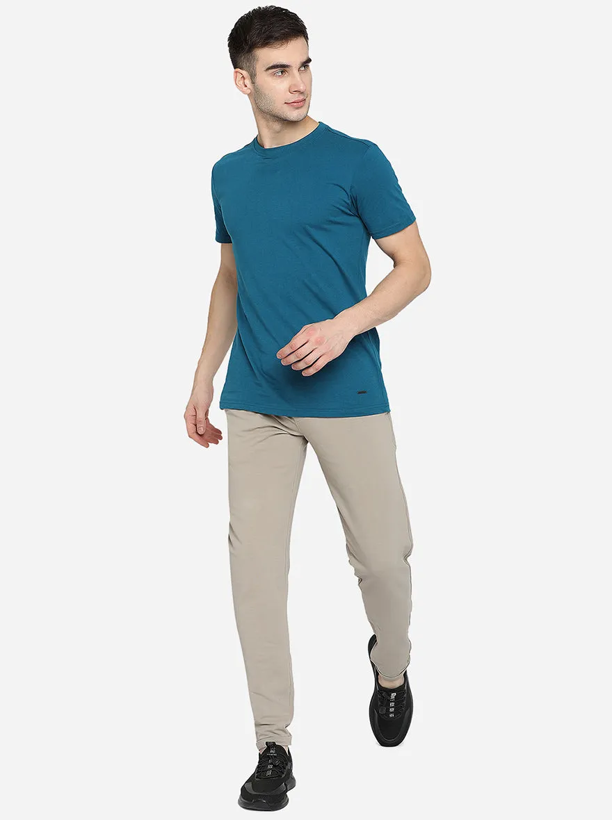 Light Beige Solid Regular Fit Track Pant | JadeBlue