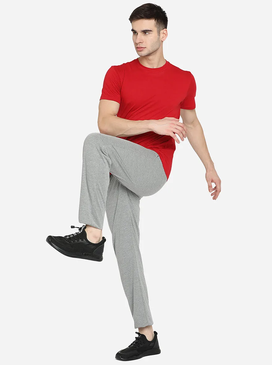 Light Grey Solid Regular Fit Track Pant | JadeBlue