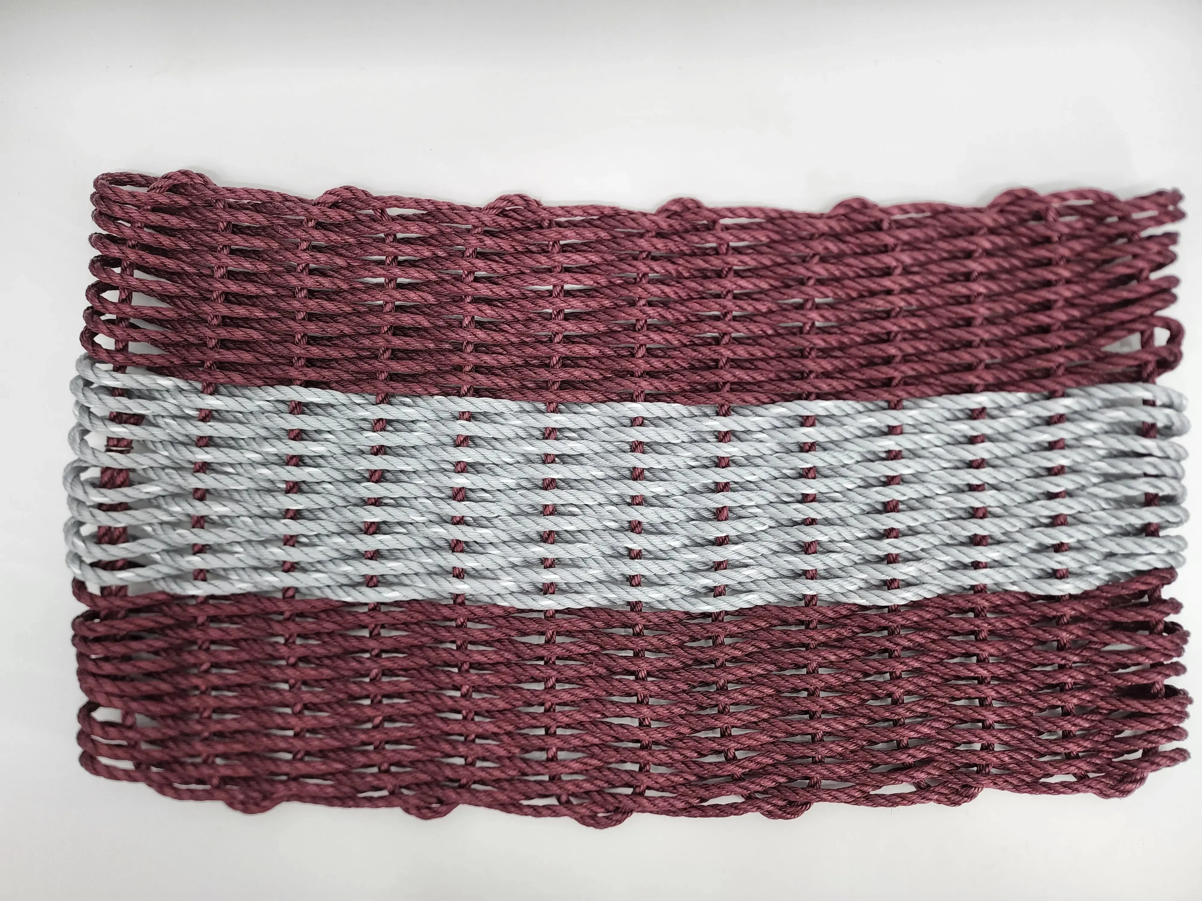 Lobster Rope Mat Burgundy and Light Gray