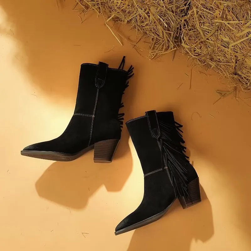 LuxeLeather Pointed Toe Ankle Boots