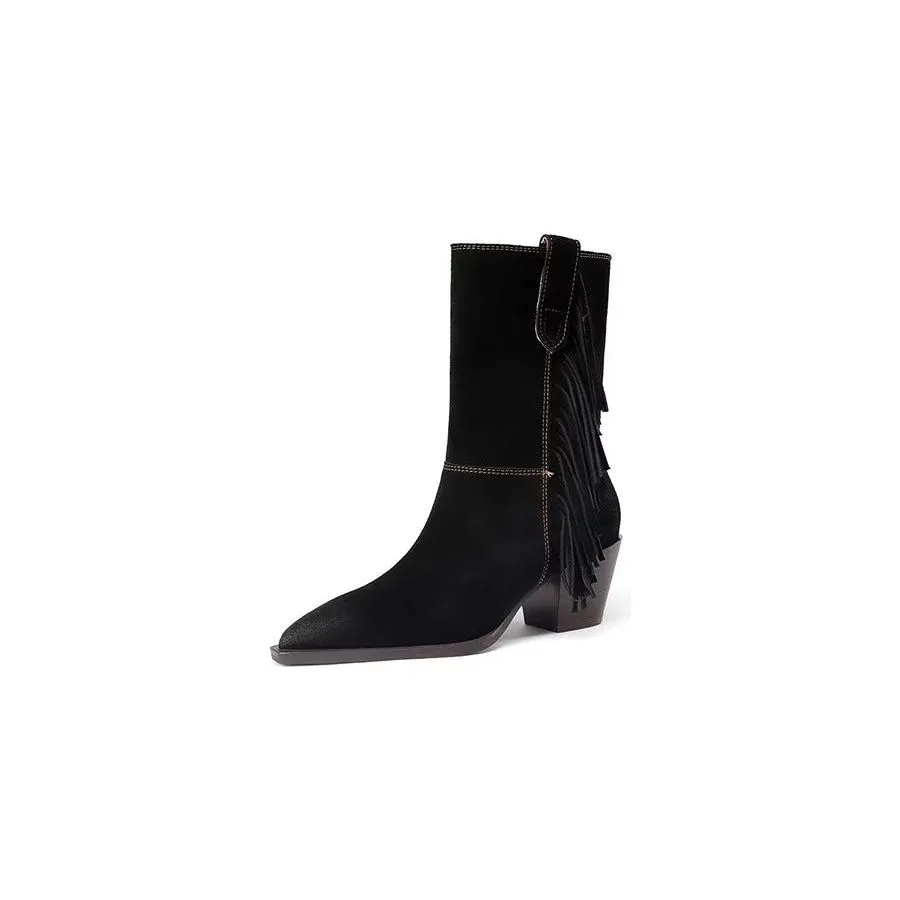 LuxeLeather Pointed Toe Ankle Boots