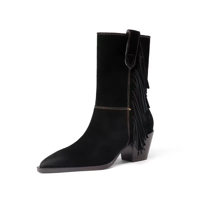 LuxeLeather Pointed Toe Ankle Boots