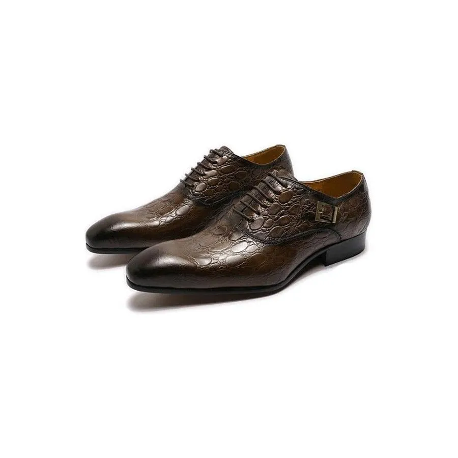 Luxury CrocLeather Pointed Toe Oxford Dress Shoes