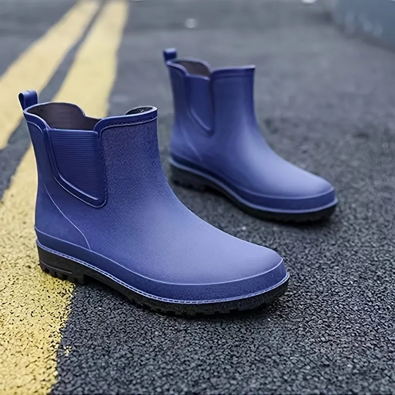 Men'S Sleek Waterproof Rain Boots - Slip-On, All-Season Outdoor Footwear With Durable Pvc Upper & Comfort Fabric Lining Waterproof Shoes For Men Mens Water Shoes For Men