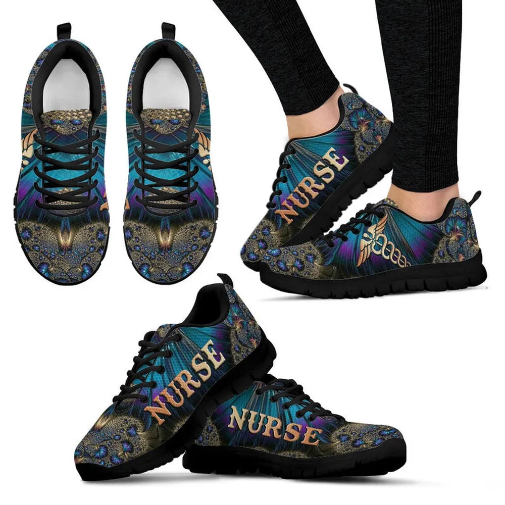 Nurse Sneaker, Nurse Fractal Art Sneaker Shoes, Best Shoes For Nurses