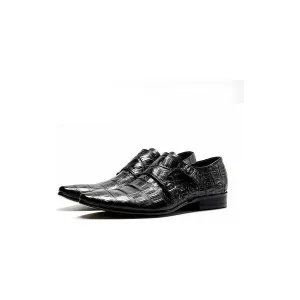 Opulent CrocLeather Strap Oxford Dress Shoes