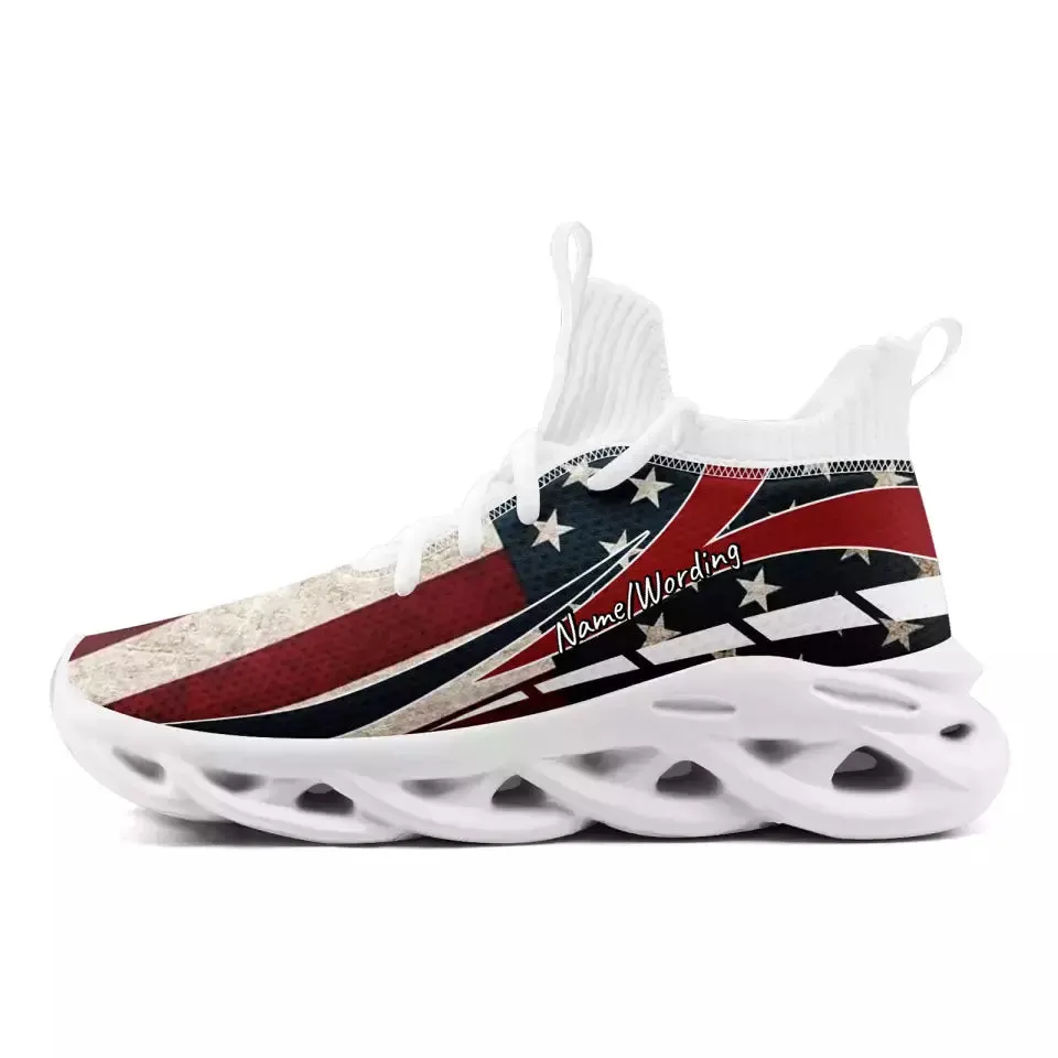 Personalized Flag Sneakers, Custom Patriotic Shoes, Glow at light Shoes