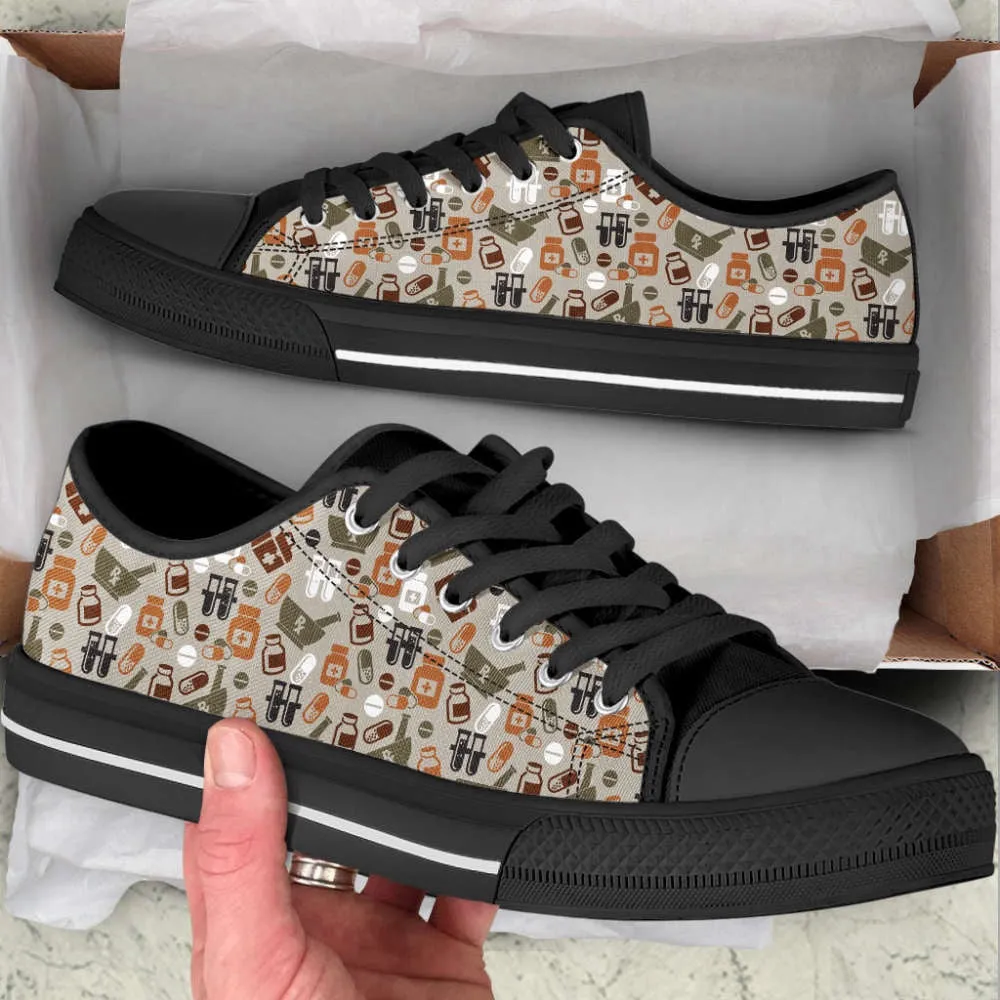 Pharmacist Pattern Sk Low Top Canvas Sneakers, Low Top Sneaker, Low Top Canvas Shoes