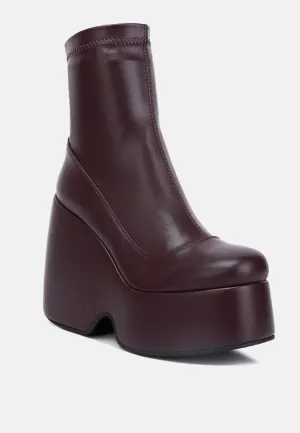 PURNELL Burgundy High Platform Ankle Boots