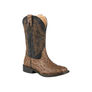 Roper Footwear Kid's Shaft Ostrich Print Vamp Cowboy Boot