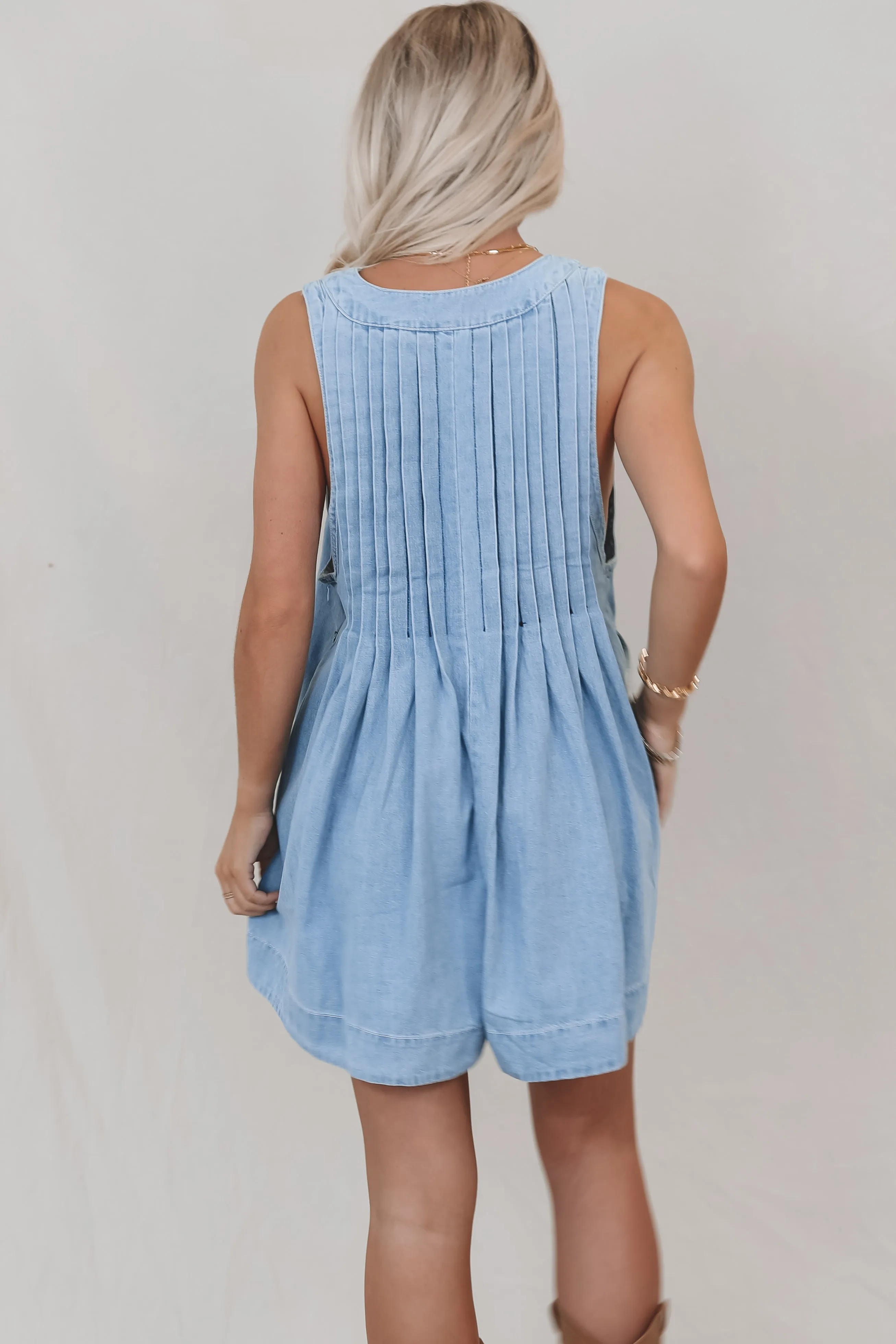 She's Got An Edge Washed Denim Romper