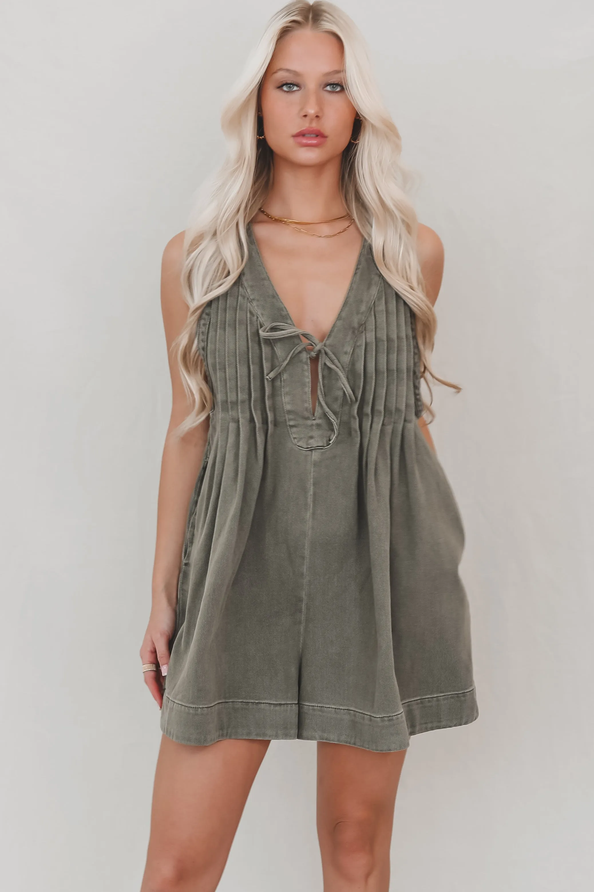 She's Got An Edge Washed Denim Romper