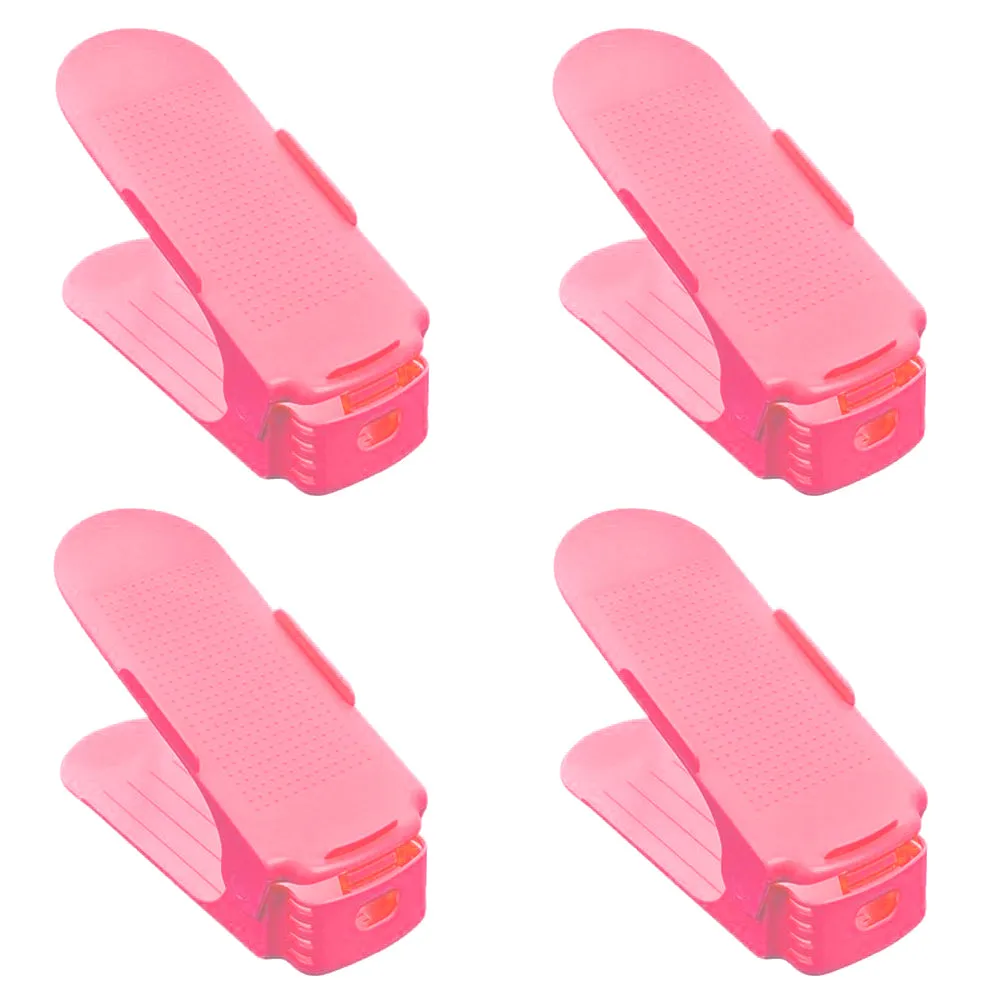 Shoe Double Decker - Efficient Space-Saving Organizer- Pink - 4 Pack