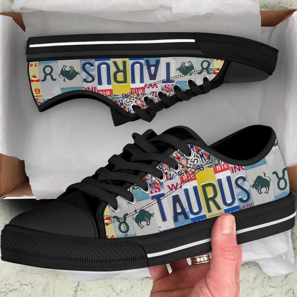 Taurus License Plates Low Top Shoes , Low Top Sneaker, Low Top Canvas Shoes