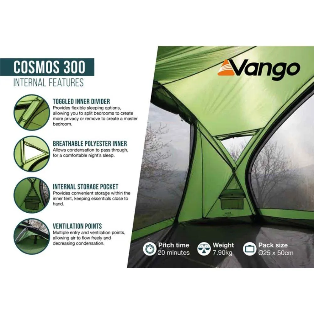 Vango Cosmos 300 - 3-Man Adventure Tent (Pamir Green)